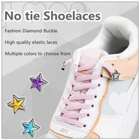 diamond no tie shoe laces flat elastic tiesless laces rhinestone five pointed star buckle shoelaces colorful sneakers shoelace