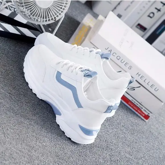 

2022 women leather sneakers shoes Spring Woman Students Sneakers Fashion Thick Bottom Platform Casual Shoes Zapatos De Mujer