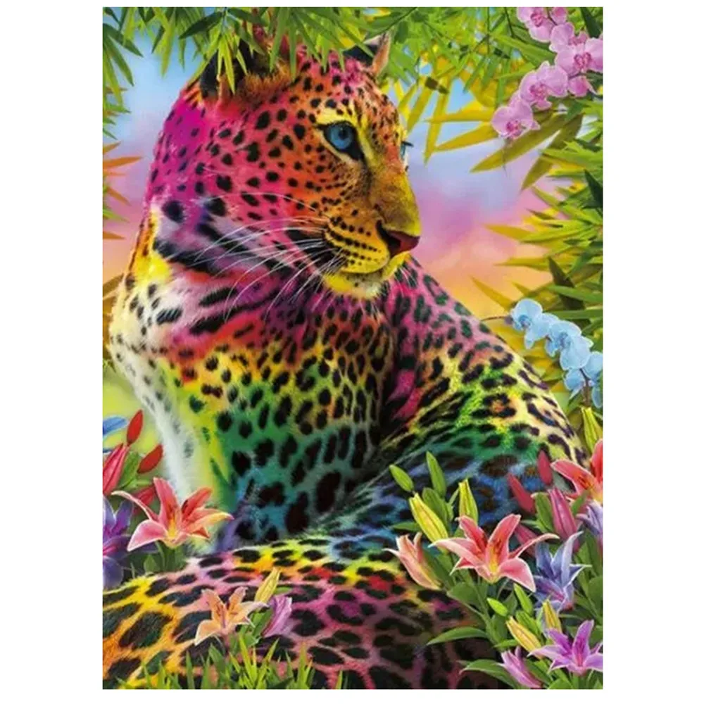 Colourful Leopard Diamond Painting 3D Lifelike Flower Animal Diamond Embroidery Picture of Rhinestones Cross Stitch Home Decor