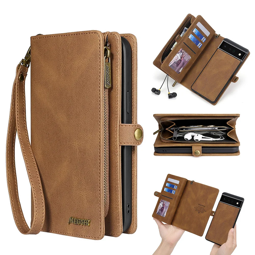 Кожаный чехол-кошелек Megshi с карманом для карт все включено Google Pixel 9 7A 6A 8 7 6 Pro