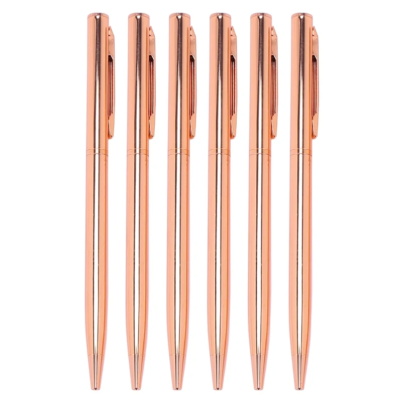 

Slim Metallic Retractable Ballpoint Pens - Rose Gold, Nice Gift For Uniform Office Students Teachers Wedding Christmas, Medium P
