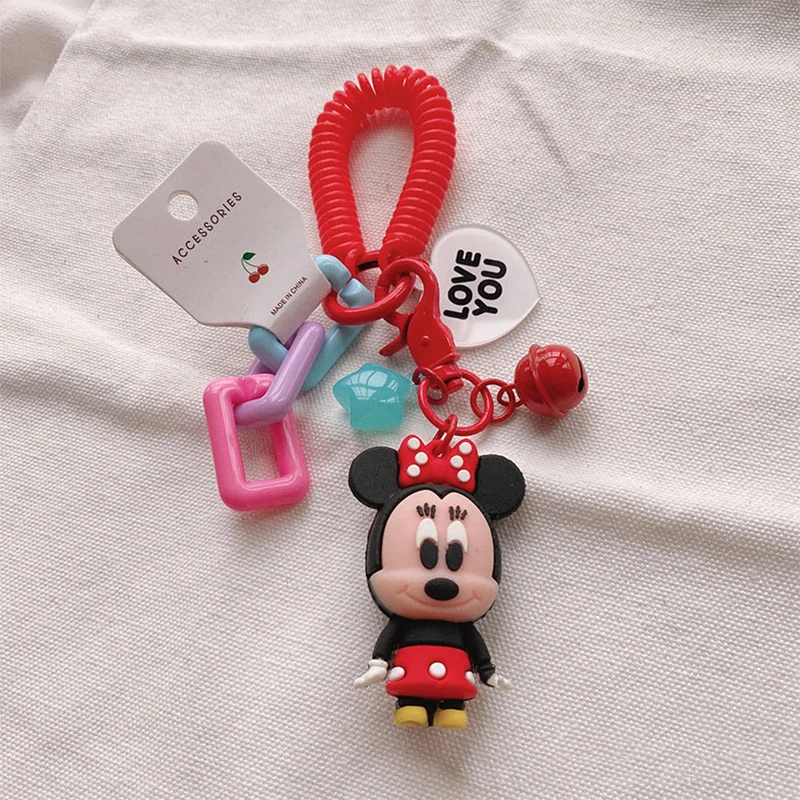 Disney Mickey Mouse Keychain Ladies Fashion Cute Romantic Vintage Acrylic Keychain Charm Korea 90s Aesthetic Bag Phone Chain New