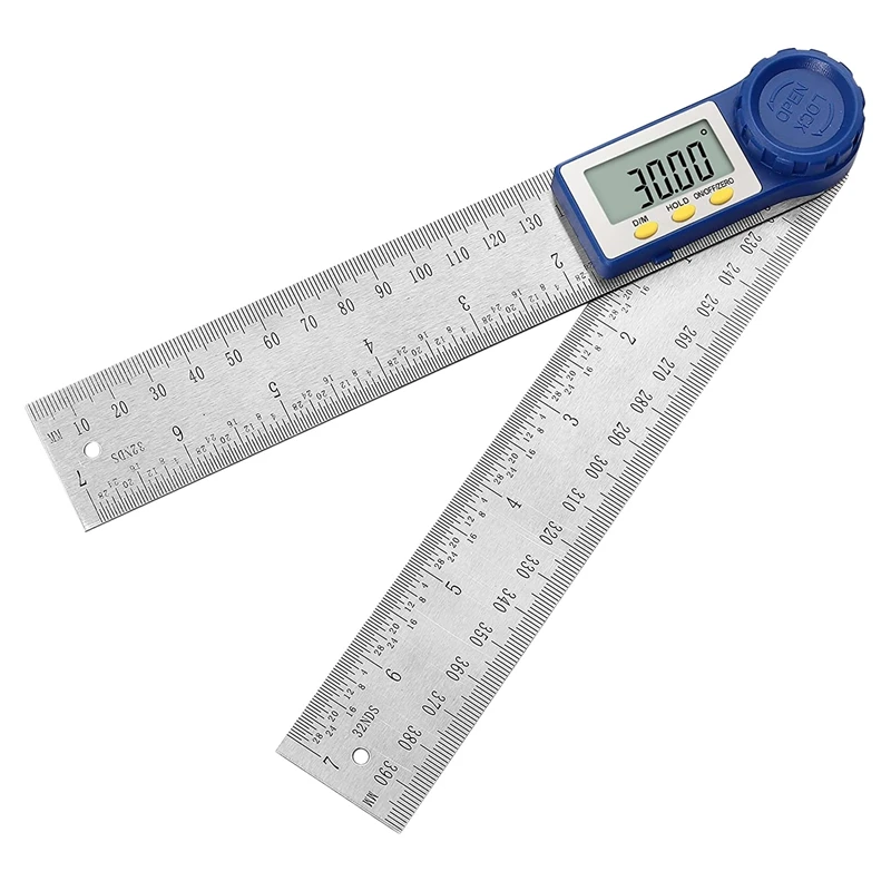 

7 Inch Digital Angle Finder Ruler, 2 In 1 Stainless Steel Digital Angle Ruler With Degree/Minute Conversion