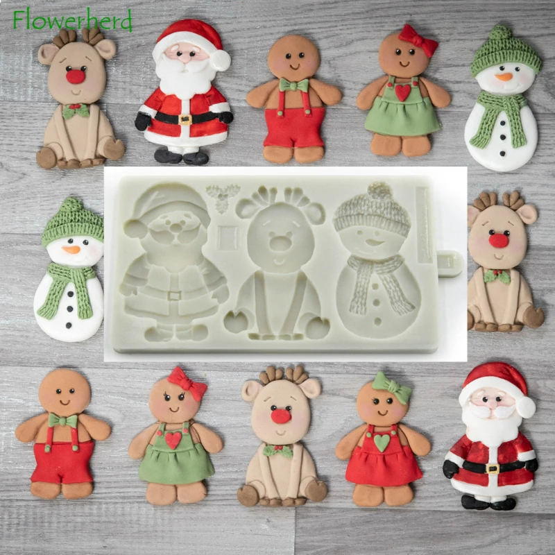 

Christmas Cookie Mould Christmas Silicone Mold Santa Reindeer and Snowman Fondant Cake Decorating Tool Gifts Tree Decorations