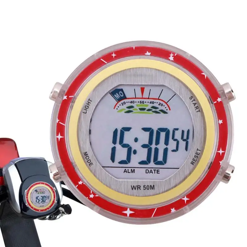 

Bicycle Clock Glowing Dial Waterproof Handlebar Watch Stick-On Motorbike Mount Watch Digital Clocks Mini Motorcycle Clocks For