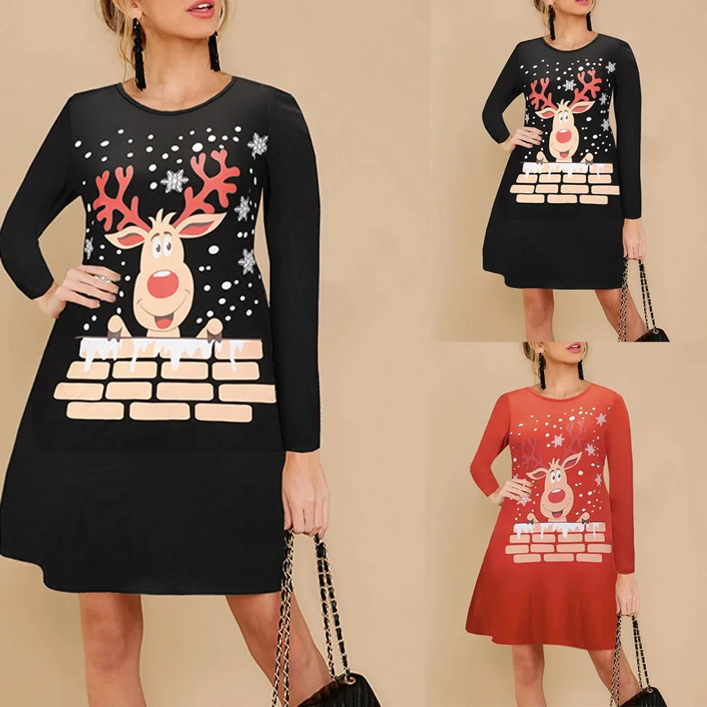 

Ladies T Shirts for Women Ladies Long-Sleeved Christmas Printed Fashion Milu Women Dresses Deer Women's Blouse 5x