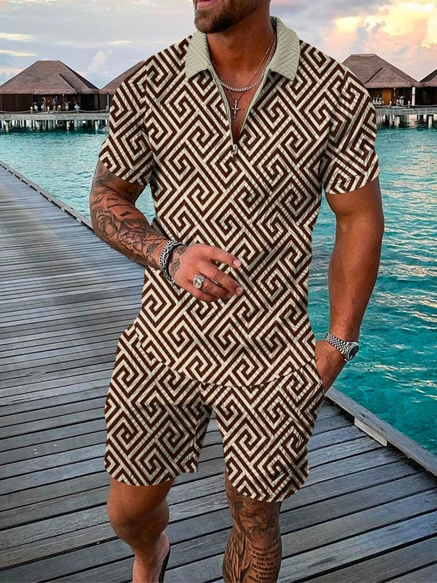 

Спортивный костюм мужской оверсайз из 2 предметов, Винтажная футболка с 3D принтом в Корейском стиле, уличная одежда, рубашка-поло и Шер, лето