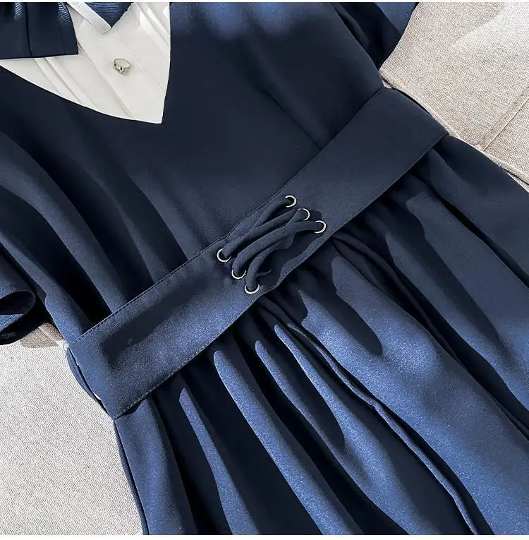 Платье с голубым швом новинка 2024 одежда для полных девушек Женская юбка большого