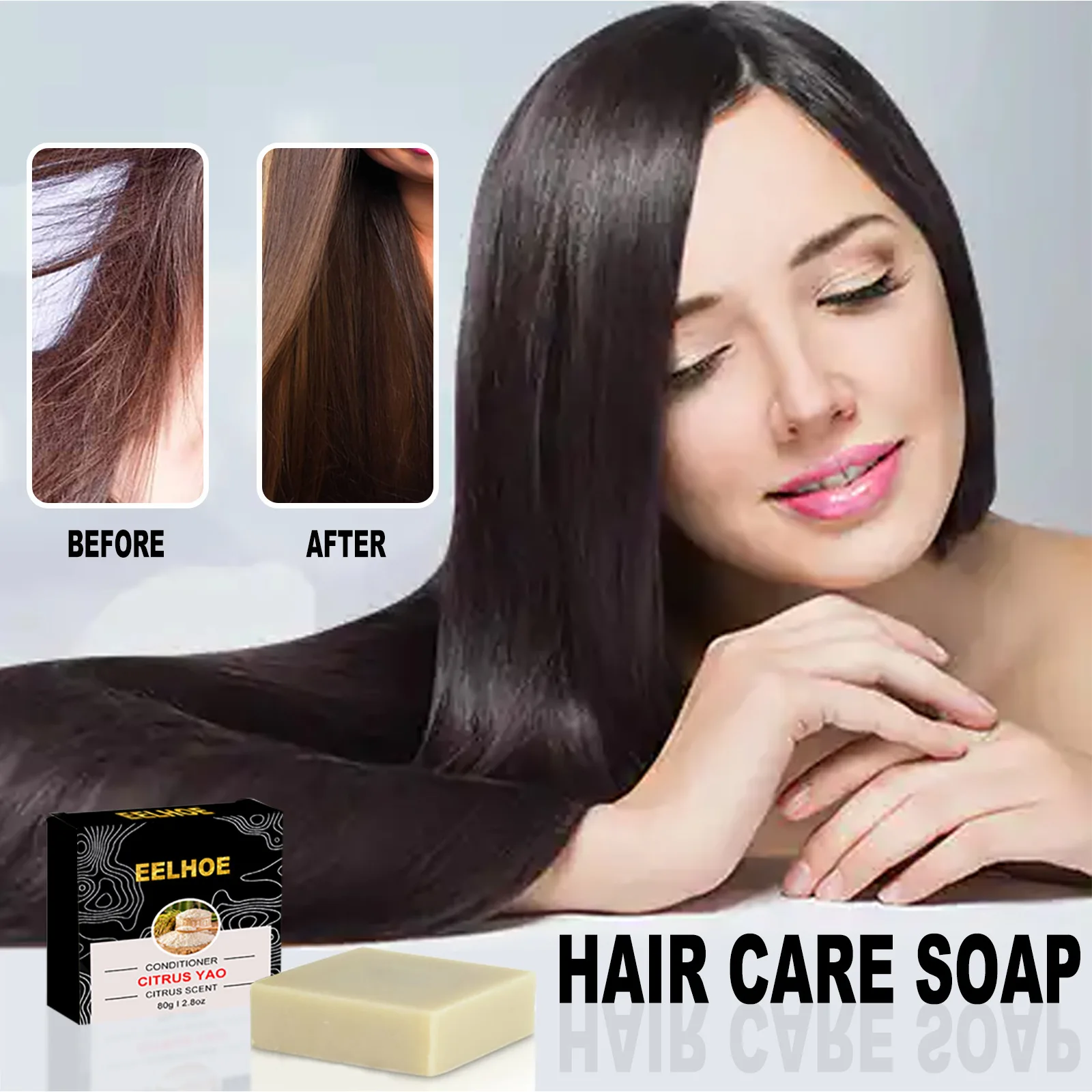 

Rice Hair soap Rice Essence Hair Care Softening Shampoo Soap Repair Split Split Shampoo Nourishing Hair Care Soap 80g