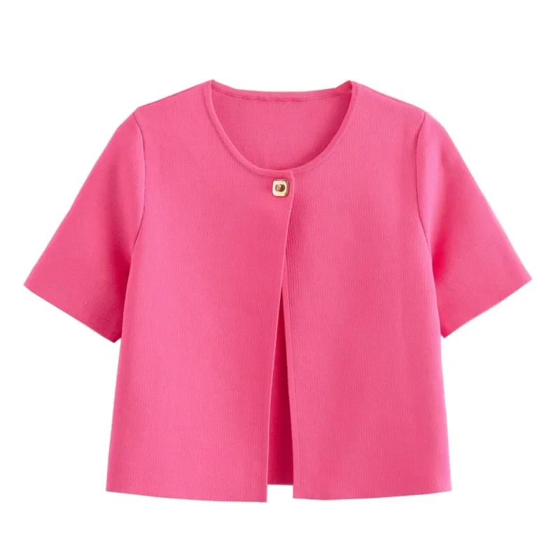 Женский трикотажный короткий топ летняя Свободная Повседневная Уличная Легкая