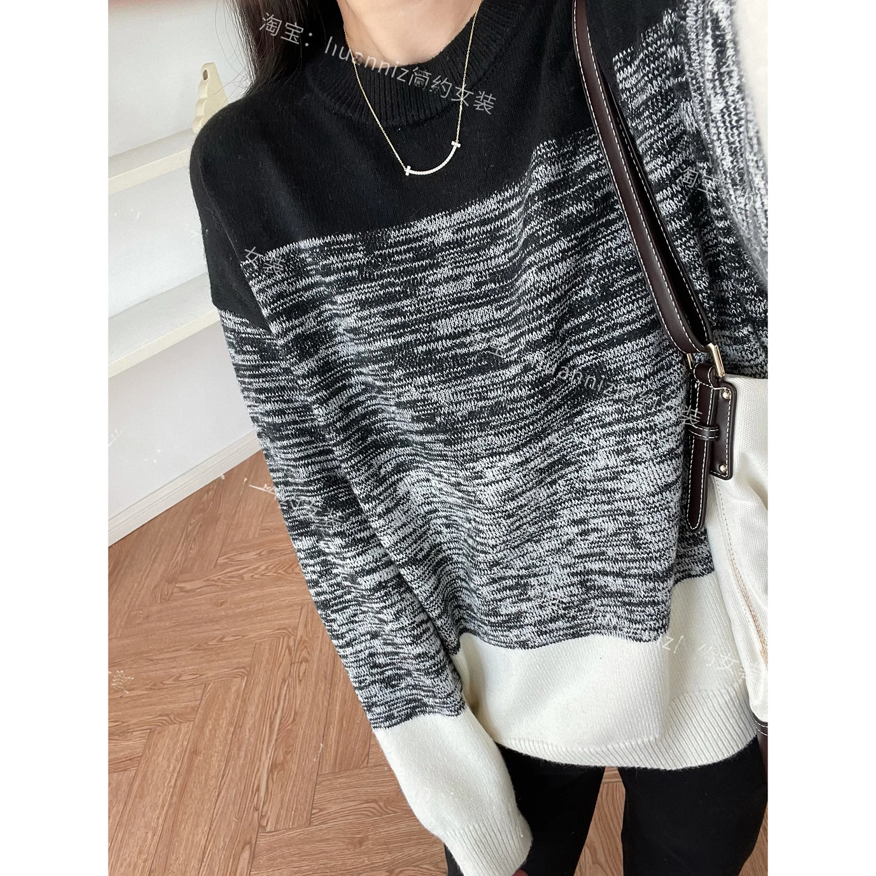 Новый шикарный градиент контрастного цвета вязаный осенне-зимний мягкий клейкий