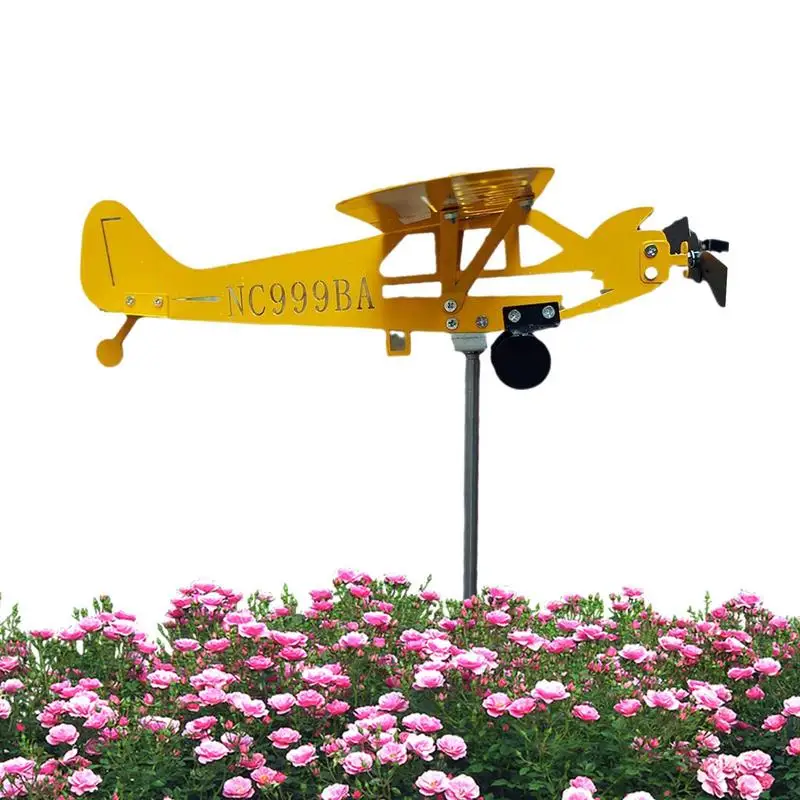 Airplane Weathervane 3D Wind Spinner Plane Outdoor Roof Wind Direction Indicator Windmill Home Garden Decor