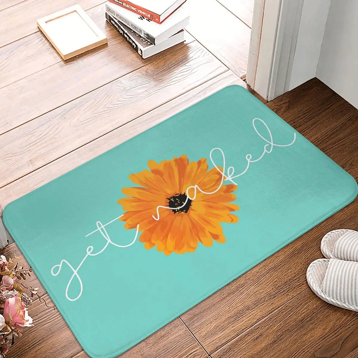 

Get Naked Non-slip Doormat Bath Mat Black Eyed Susan Flower Floor Carpet Entrance Door Rug Indoor Decor