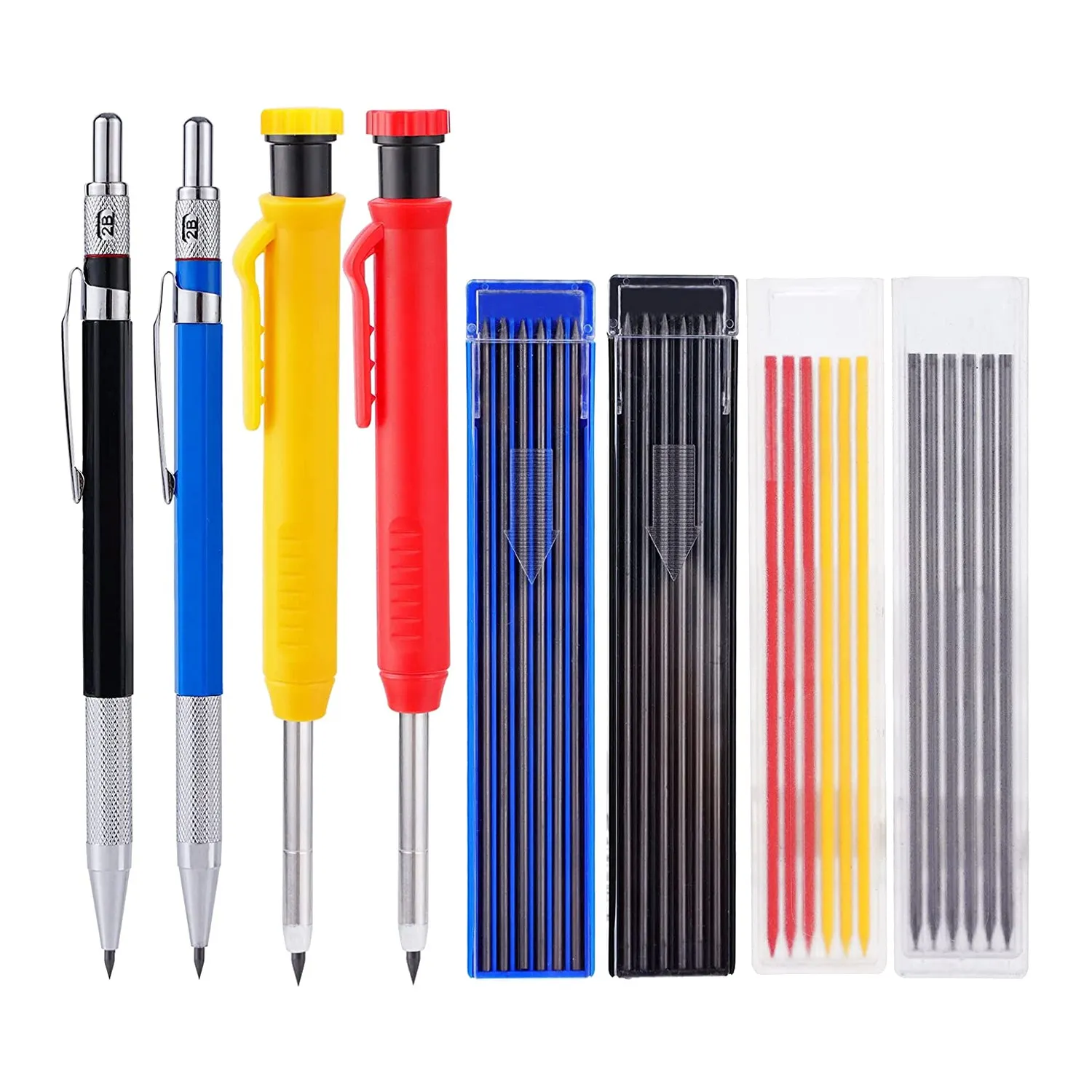 

Mechanical Carpenter Pencils - 4 Pcs Solid Carpenter Pencil with 40 Pcs Refills Built-in Sharpener Marker Marking Tools