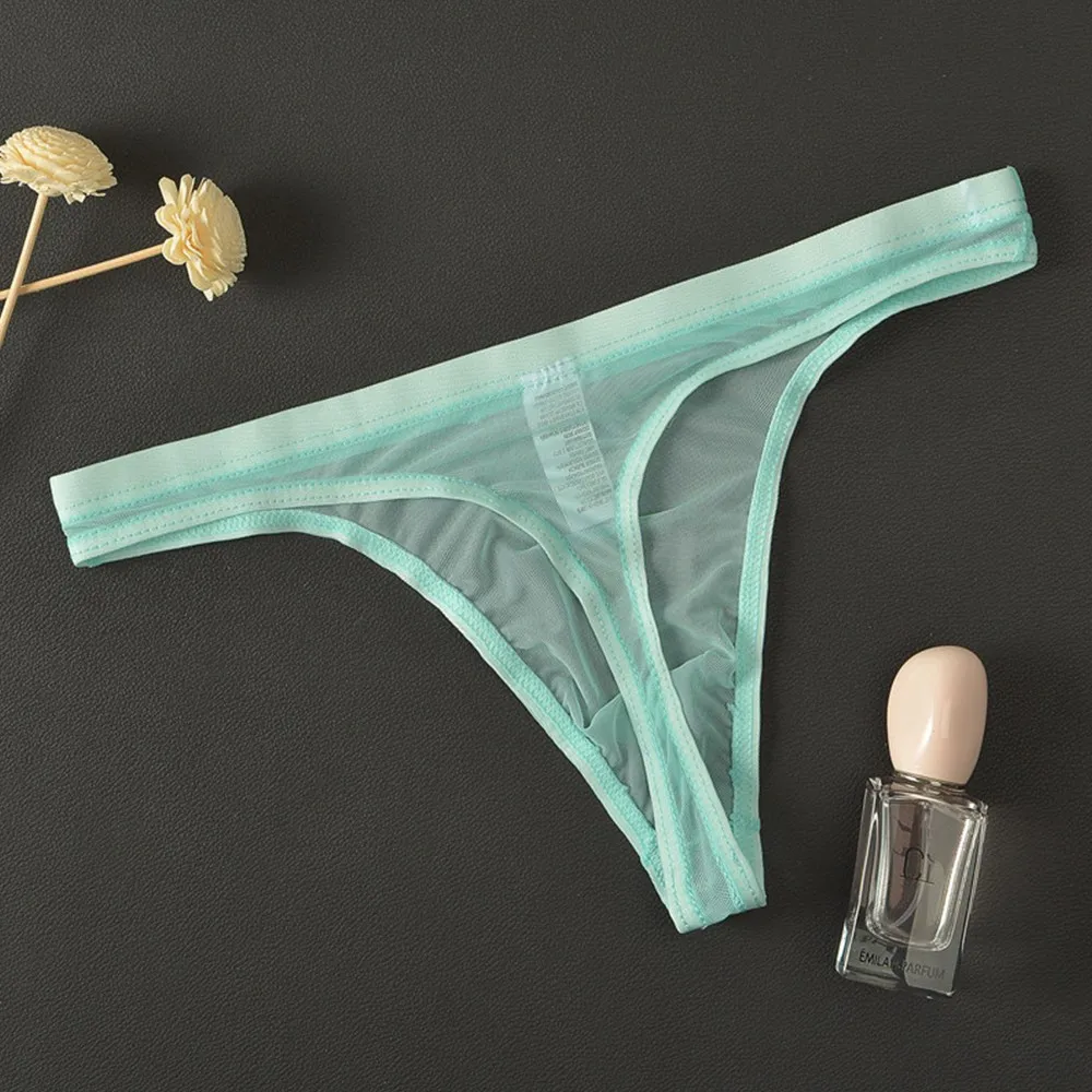 Трусы-стринги мужские прозрачные эротическое нижнее белье с заниженной талией