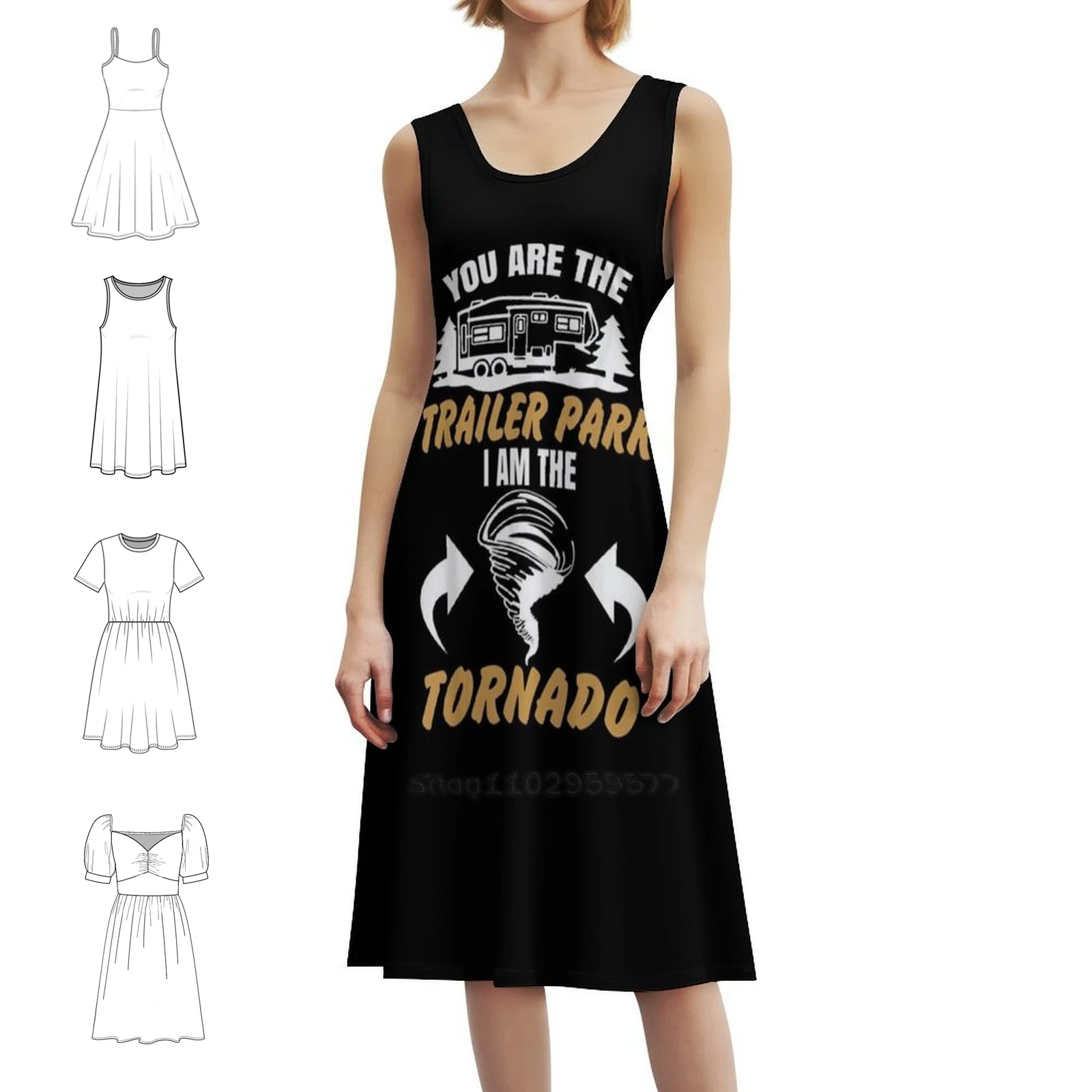 Фото Женское уличное праздничное платье You Are The I Am The Tornado, модная клубная одежда с принтом для женщин, Tornado, забавная акула Wee №1