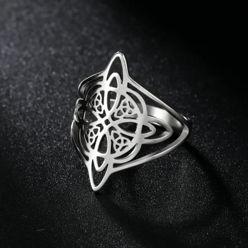 

Dawapara Witch Knot Trinity Women Ring Stainless Steel Witchcraft Triquetra Celtics Good Luck Amulet Irish Jewelry New in Ring