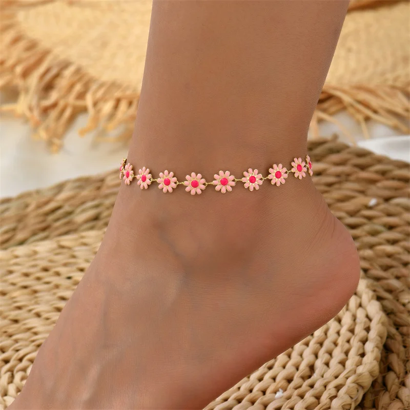

Bohemian Sweet Daisy Flower Bracelet and Anklets for Women Summer Beach Starfish Seashell Leg Foot Chain Sandals Jewelry Gifts
