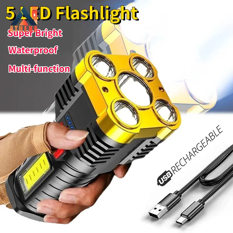 

Мощный светодиодный тактический фонарик, портативный уличный водонепроницаемый фонарь с зарядкой от USB, ультраяркие фонарики для кемпинга ...