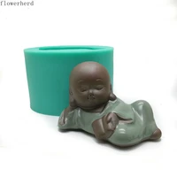 3d little monk silicone mold resin molds handmade candle mold plaster mold buddha statue baking decoration candle making jars