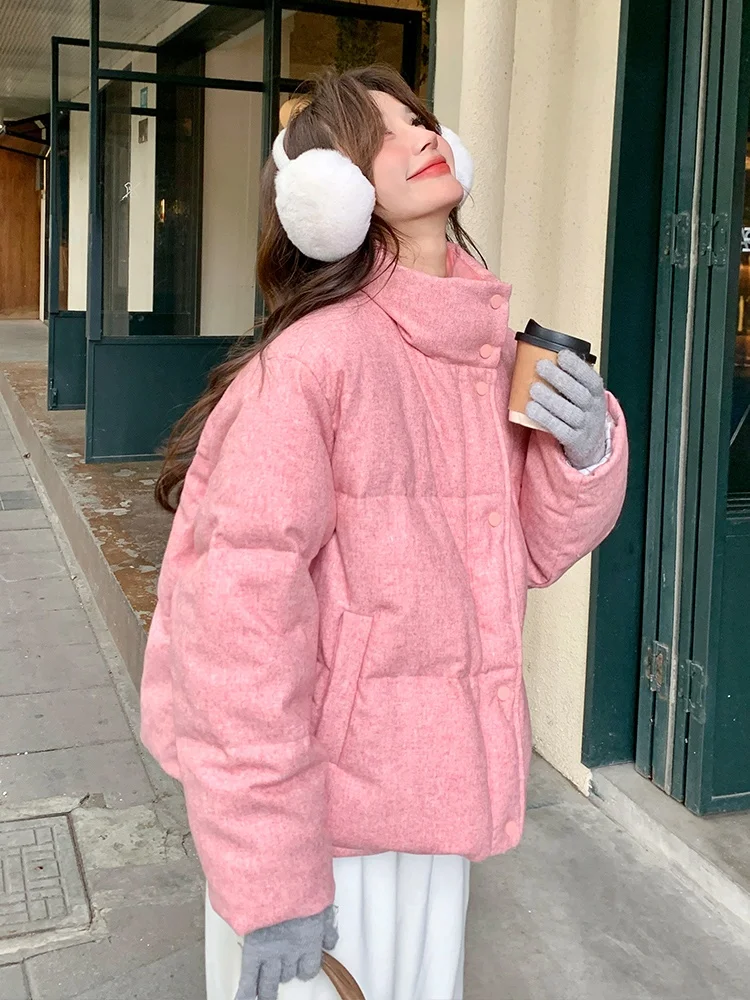 Розовый короткий пуховик верхняя одежда для женщин зима 2024 новая корейская серия