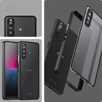 shockproof metal frame clear case for sony xperia 10 iv 1 iii 5 iii aluminum bumper matte transparent acrylic phone cover