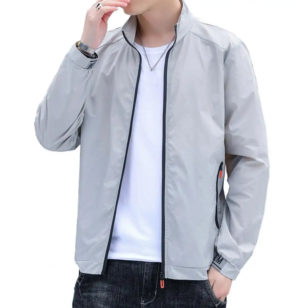 

Stylish Elastic Cuff Men Sunscreen Coat Breathable Male Sunscreen Jacket Cycling Sunscreen Jacket Men Garment