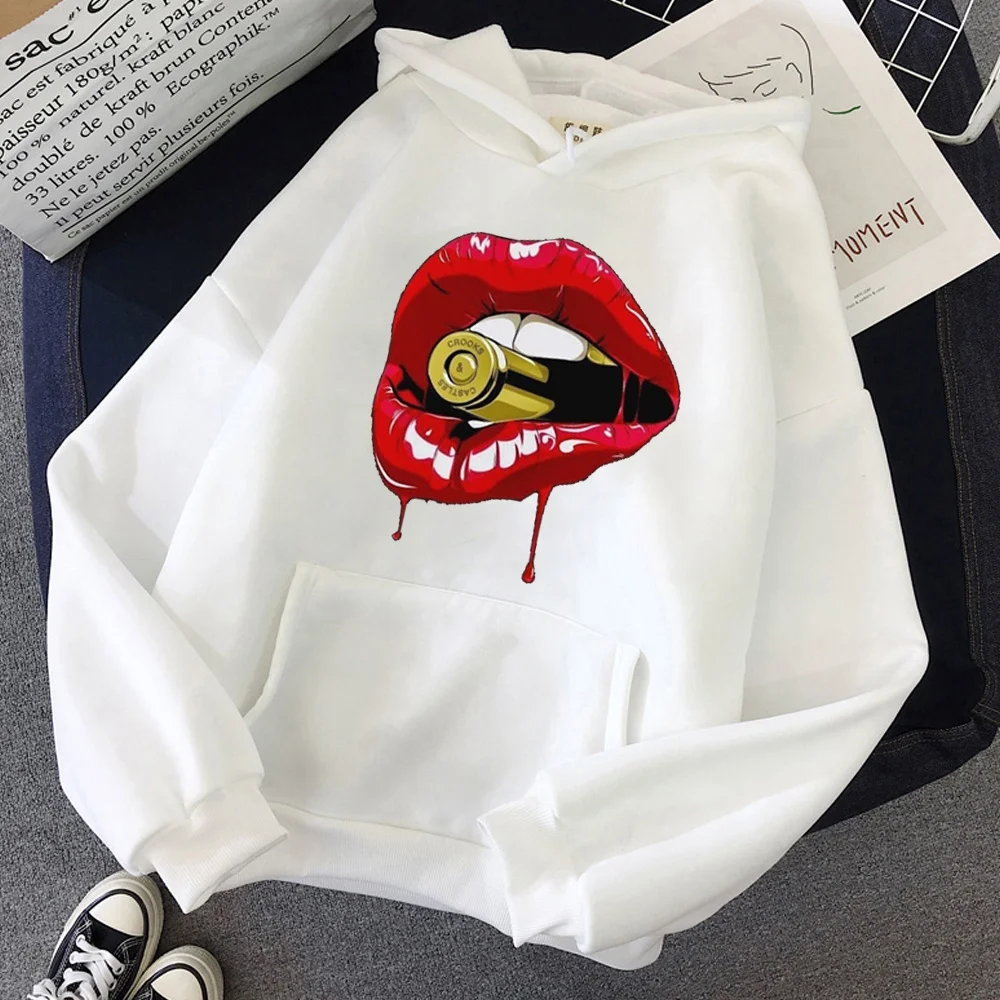 Women's Hooded Sweater Fashion Lips Printed New Hooded Sweatshirt Multiple Colors Personality Hoodies