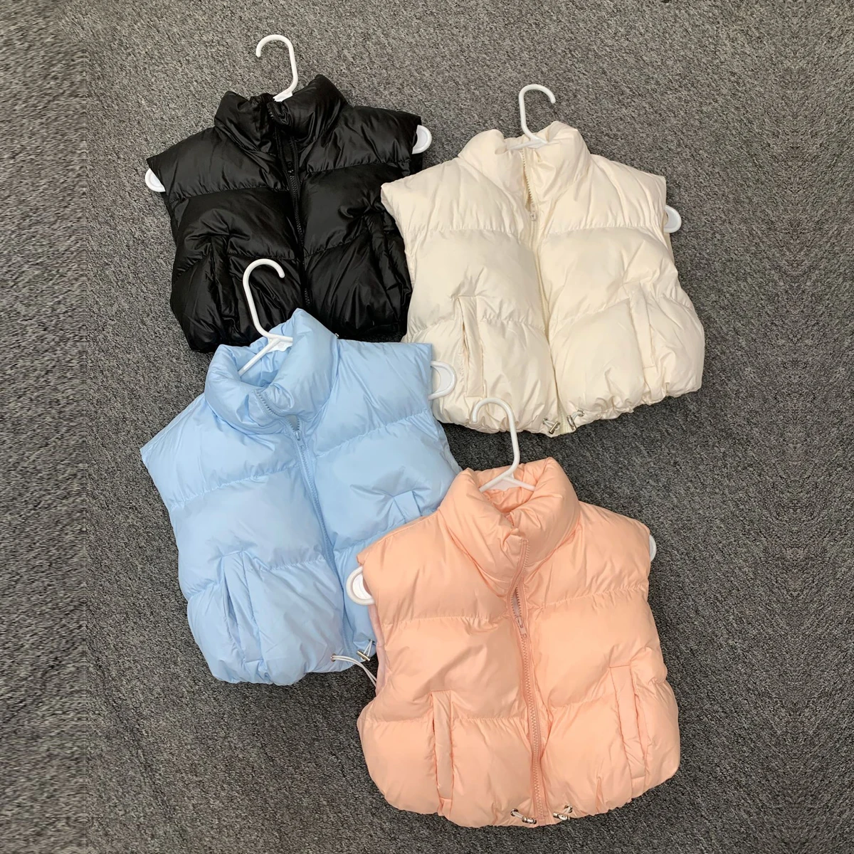 Crop Bubble Vest Jacket Solid Puffer Coats Women Streetwear 2022 Y2K Fashion Fall Winter Clothes Thick Warm Down Cropped Coat