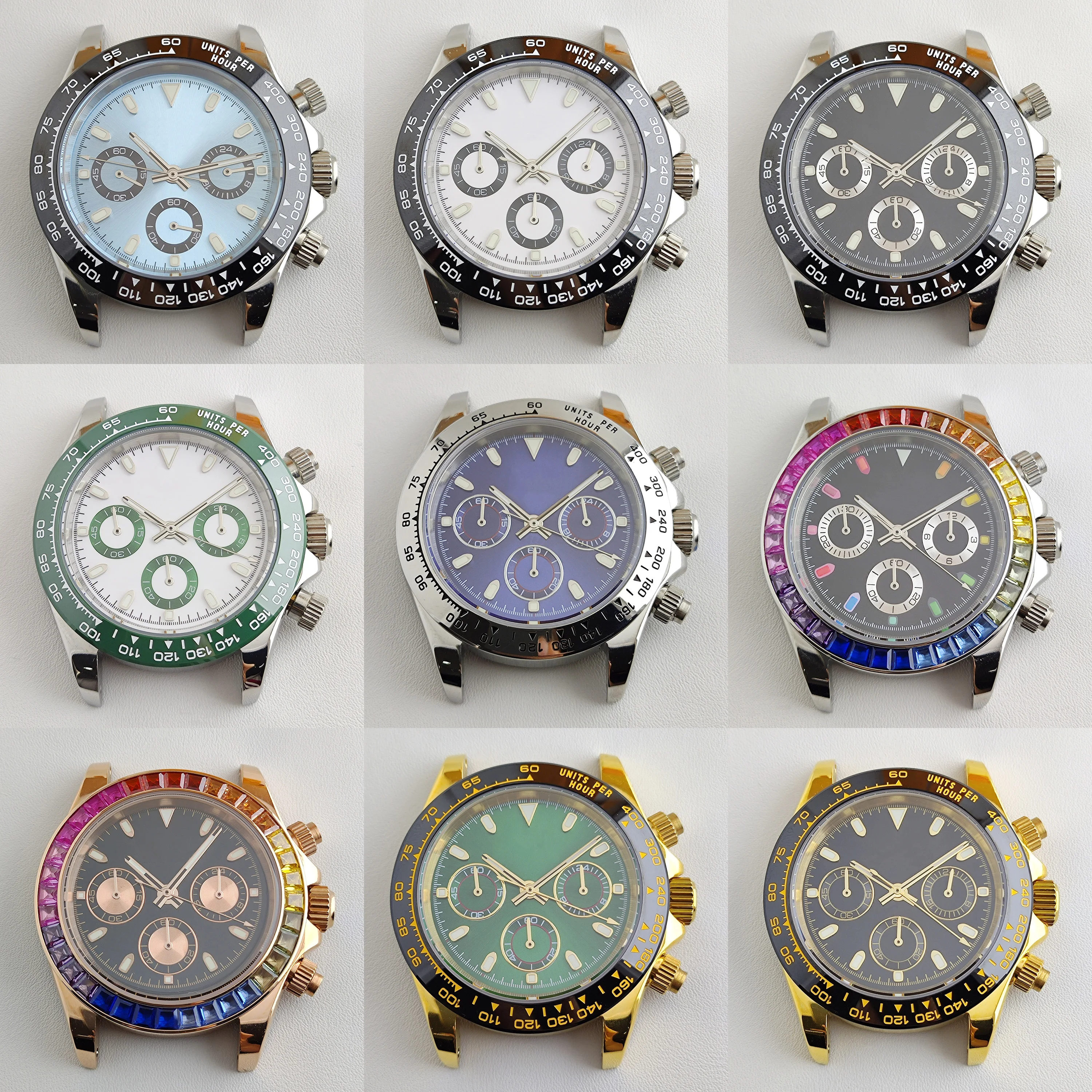 

japanese chronograph watch VK63 quartz movement 39MM dialstainless steel caseluminous panda dial