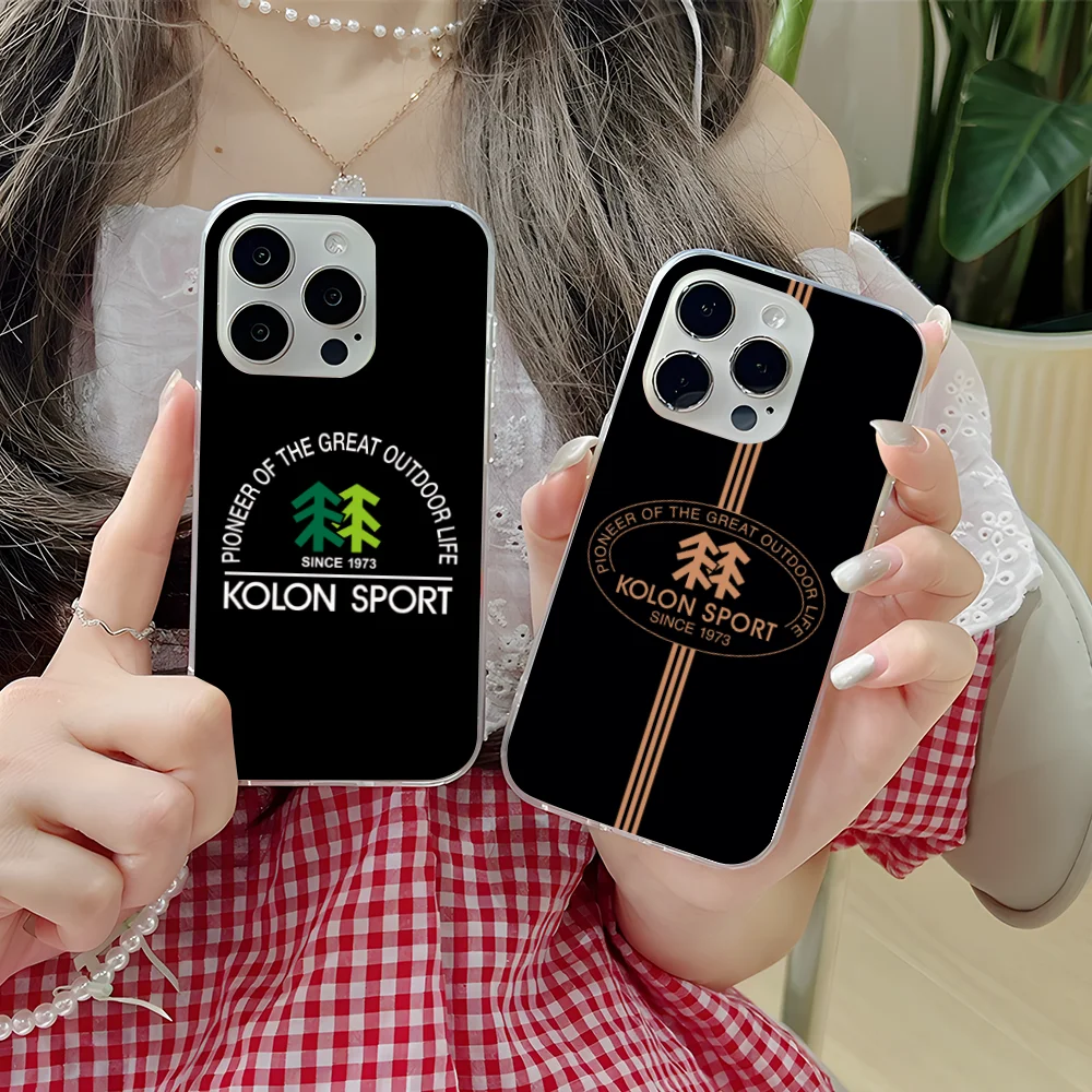 Mobile K-Kolon Sport Phone Case for iPhone 16 15 14 13 12 11 X XR XS Pro Max Plus Mini Clear Transparent Cover Cellphones Smart