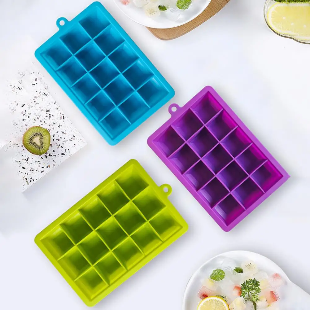 

Useful Ice Tray Undeformed 15-cavity Silicone Ice Tray Mold Kitchen Cube Making Tray for Home Ice Cube Mold