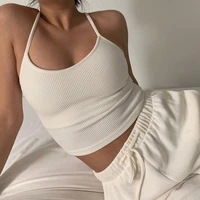 summer women sexy knitting tank crop top femme fashion camisole solid backless streetwear ladies vest chic female clothes