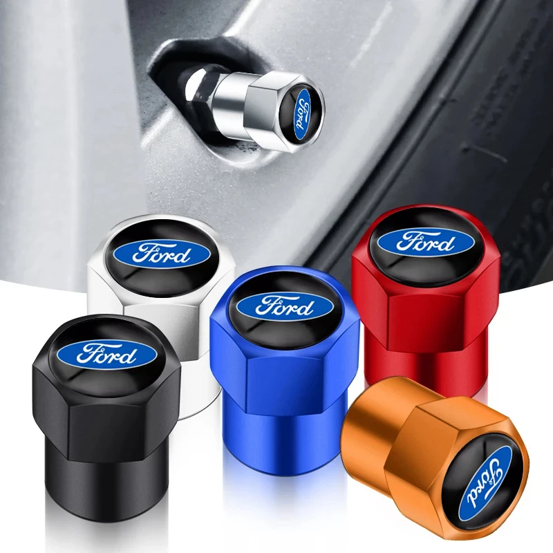 Фото 4PCS Metal Wheel Tire Valve Caps Stem Case For Ford Fiesta EcoSport ESCORT focus 1 focus 3 focus 2 Car Styling №1