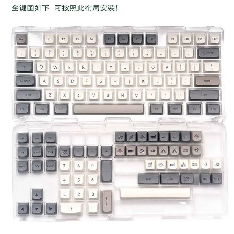 Фото XDA PBT колпачки для клавиш русские корейские английские японские колпачки Qishi Dye Sub для GMK67 механическая клавиатура ретро колпачки для клавиш №3