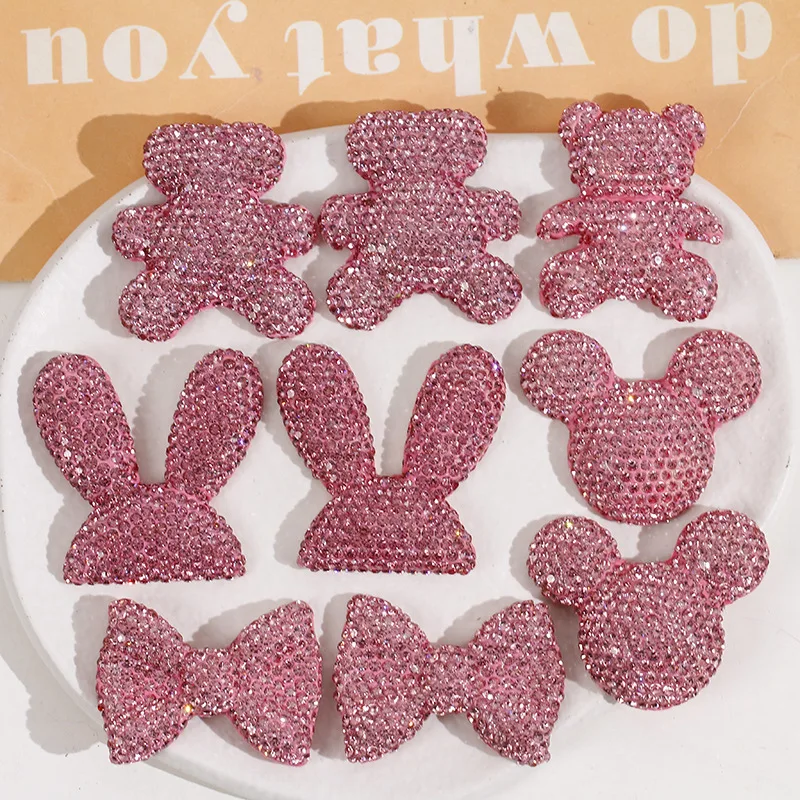 1 шт. большие розовые блестящие кабошоны с головой Микки Диснея из смолы плоской