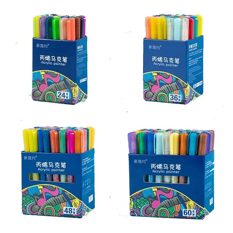 

24/36/48/60 Pcs Acrylic Pen Marker Pen Marker Pen set DIY Children's Water-Based Color Acrylic Pen Art Supplies Marker Supplie
