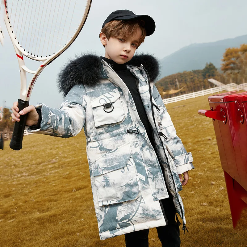 

Детская куртка на белом утином пуху, с капюшоном, y732