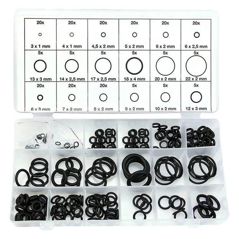 

225Pcs Rubber O Ring Assortment Set Hydraulic Plumbing Gasket Seal Kit