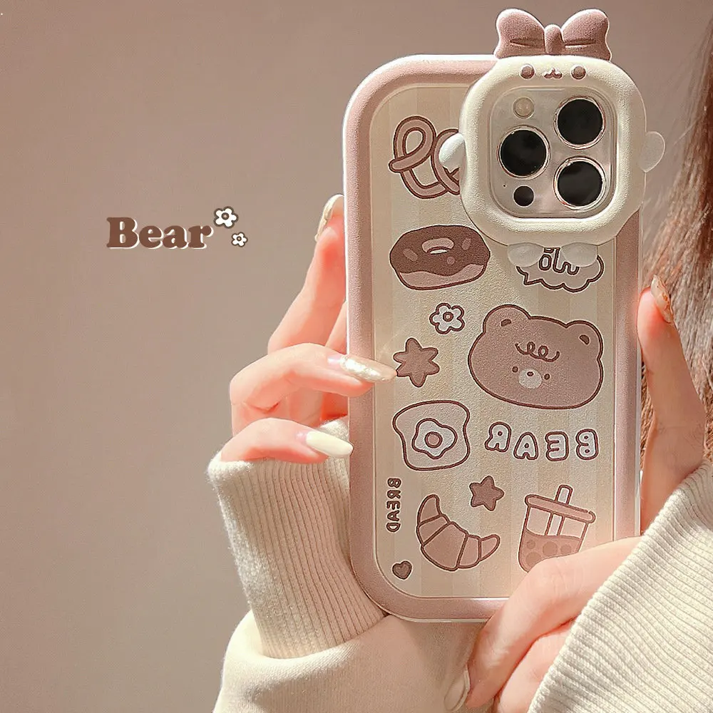 

Cute Little Monster Bear Dual Layer Phone Case for iPhone 14 12 13 11 Pro ProMax Mini Plus X XR Xsmax Shockproof Soft Cover