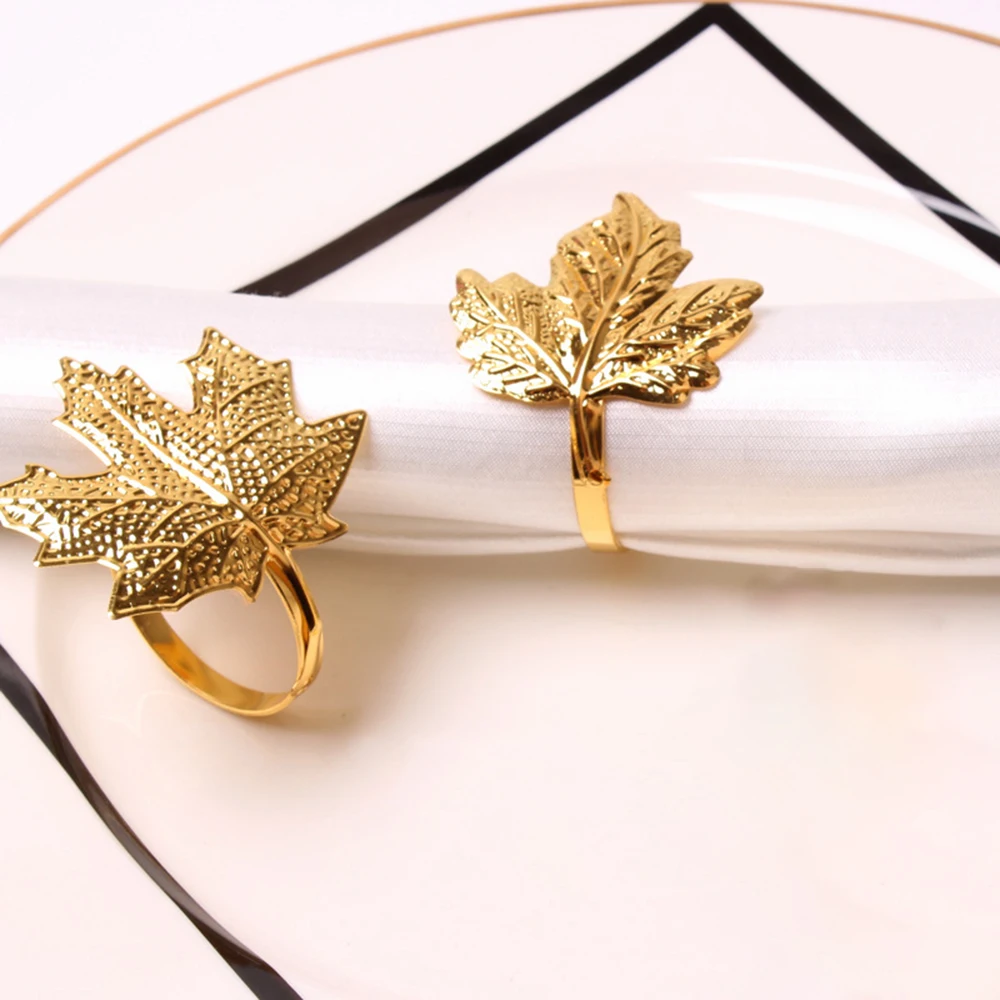 

Creative Maple Leaves Napkin Ring Holders Decorative Western Napkin Buckle Christmas Wedding Party Dinner Table Decor Towel Ring