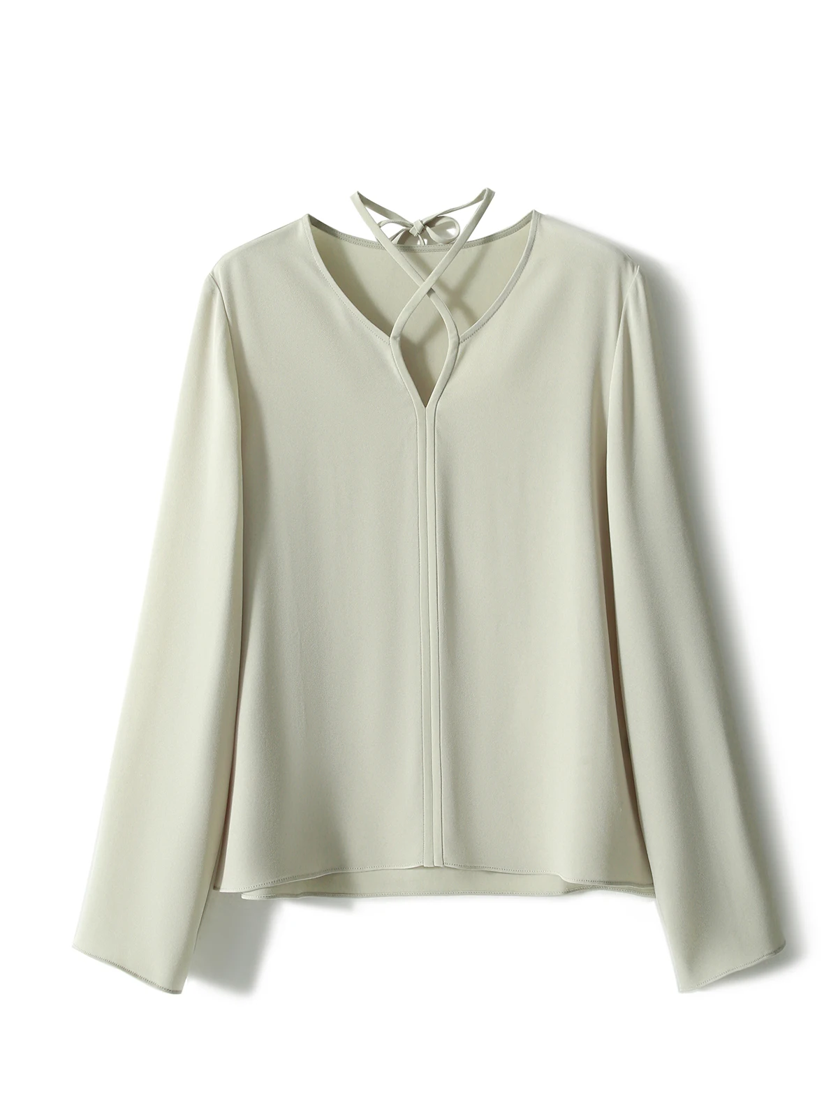 Xiaoxiaohan Pavilion Commuter Cheese Mint Темперамент V-образный вырез на шнуровке с длинными