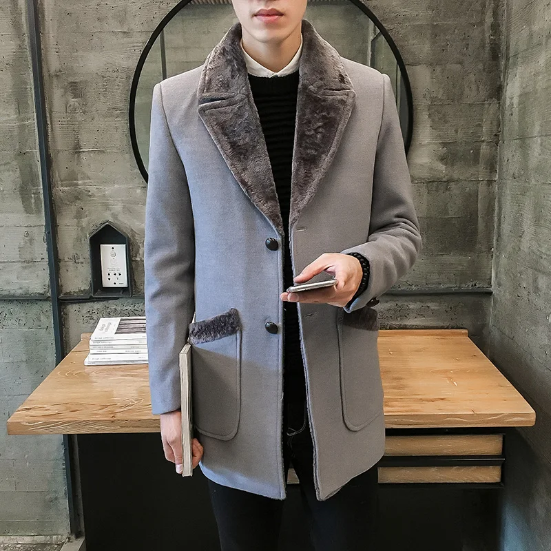 / Business Wool Thick Warm Men's Woolen Coat Large Size S-5x