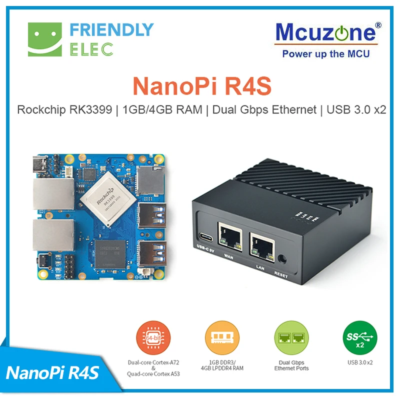  Ethernet R4SE FriendlyELEC NanoPi R4S, 4 ,  /,   OpenWrt LEDE, V2ray SSR Linux Rockchip RK3399