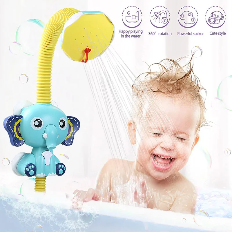 Baby Bath Toys Electric Elephant with Sucker Shower Head wit