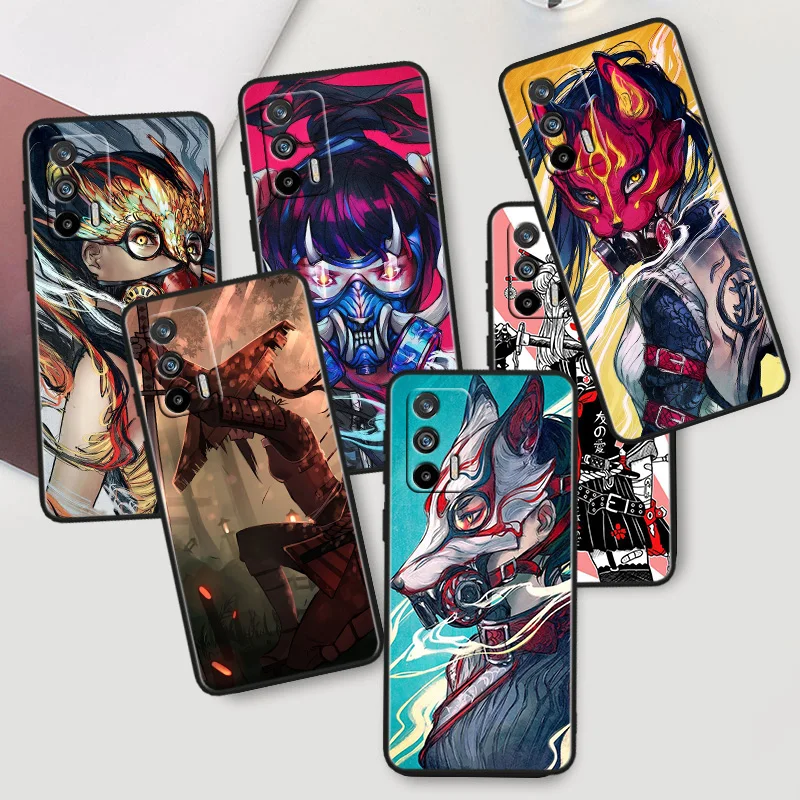 

Anime girl samurai Phone Case For OPPO Realme Q5i Q5 Q3S 10 9i 8i 7i 6 5 Narzo 50i 50A 50 30 Pro Plus Black Cover