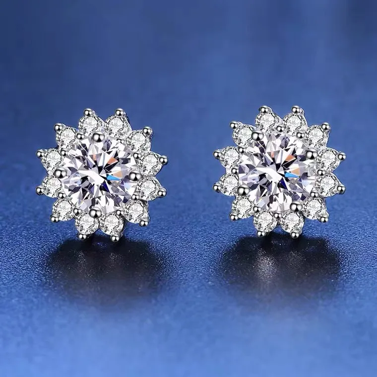 

Clearance NC06 1/2 carat Super quality solid 925 silver gold craft setting moissanite earrings
