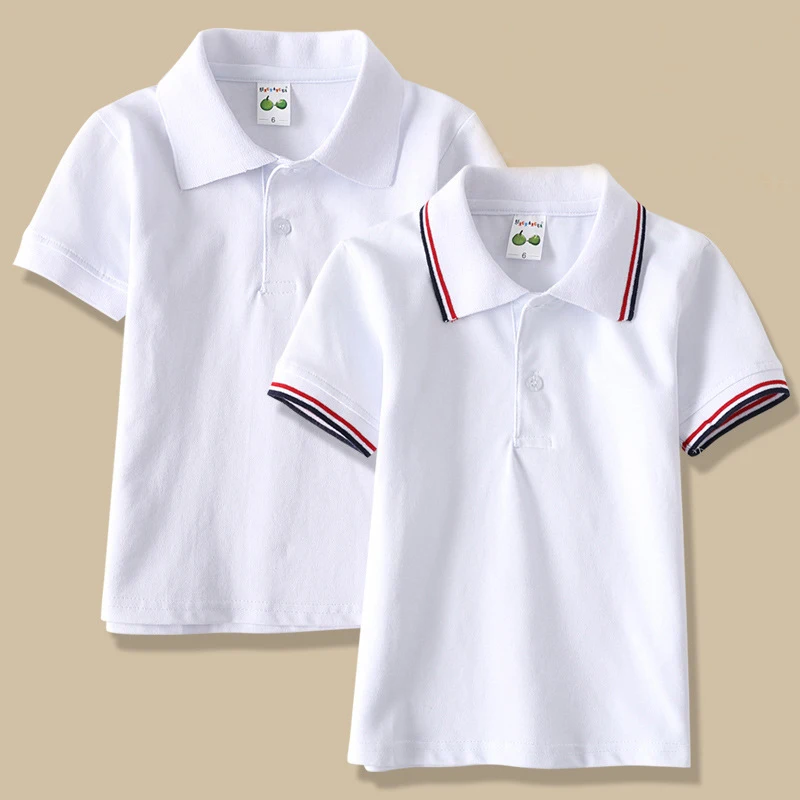 Новые детские спортивные футболки на пуговицах хлопковая Детская летняя одежда