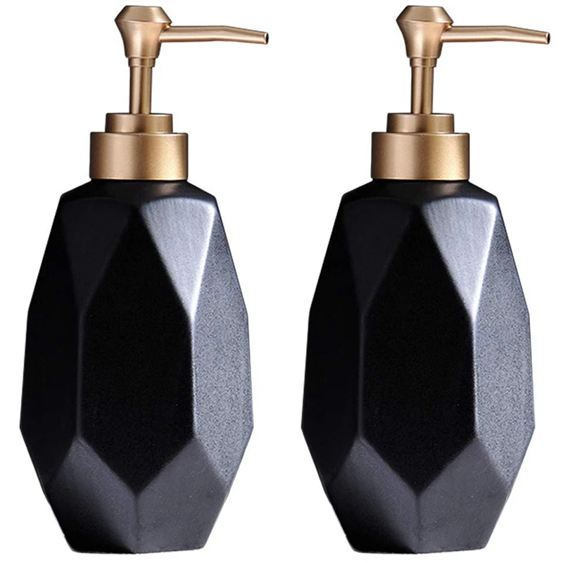 

HOT SALE 2X Soap Dispenser Liquid Soap Pump Dish Soap Dispenser Ceramic Lotion Dispenser For Kitchen Bathroom Washroom Black
