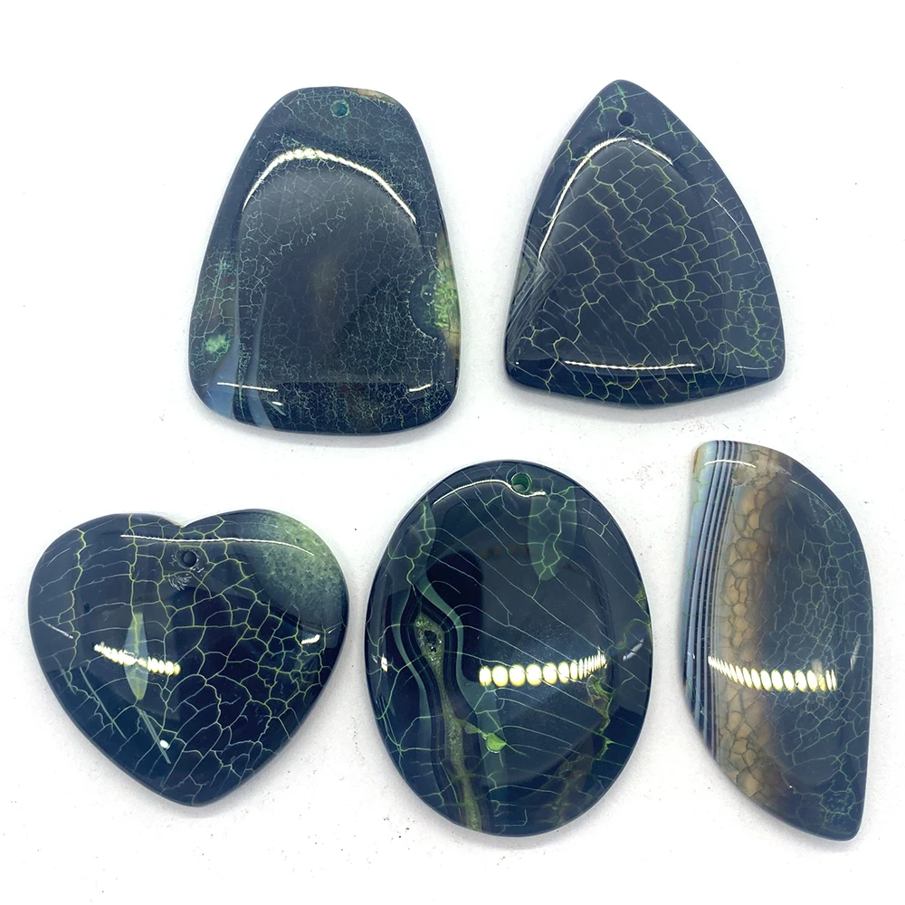 

5pcs Natural Stone Pendant Aura Healing Green Agate DIY Fashion Necklace Ladies Earrings Jewelry Gifts Exquisite Accessories